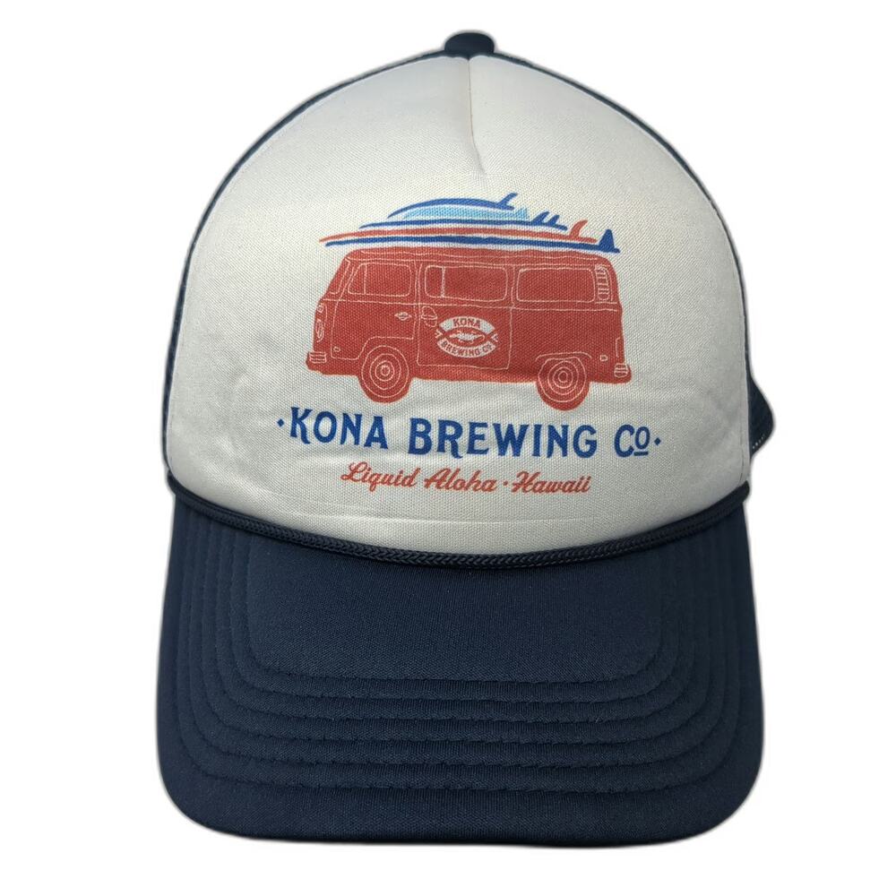 Kona Brewing Co. Trucker Hat Blue One Size Mesh Snapback Hawaii Surf Van Aloha
